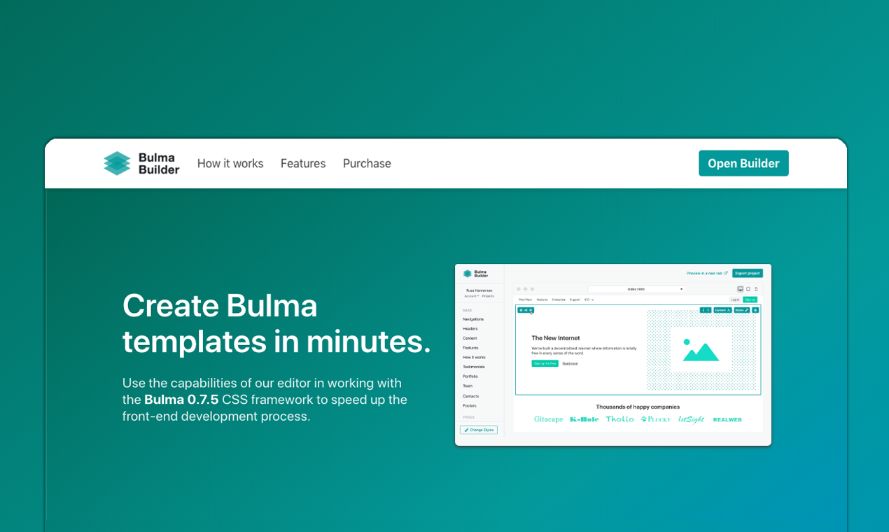 Bulma Builder Create Bulma templates in minutes Bulma Builder Create Bulma templates in minutes